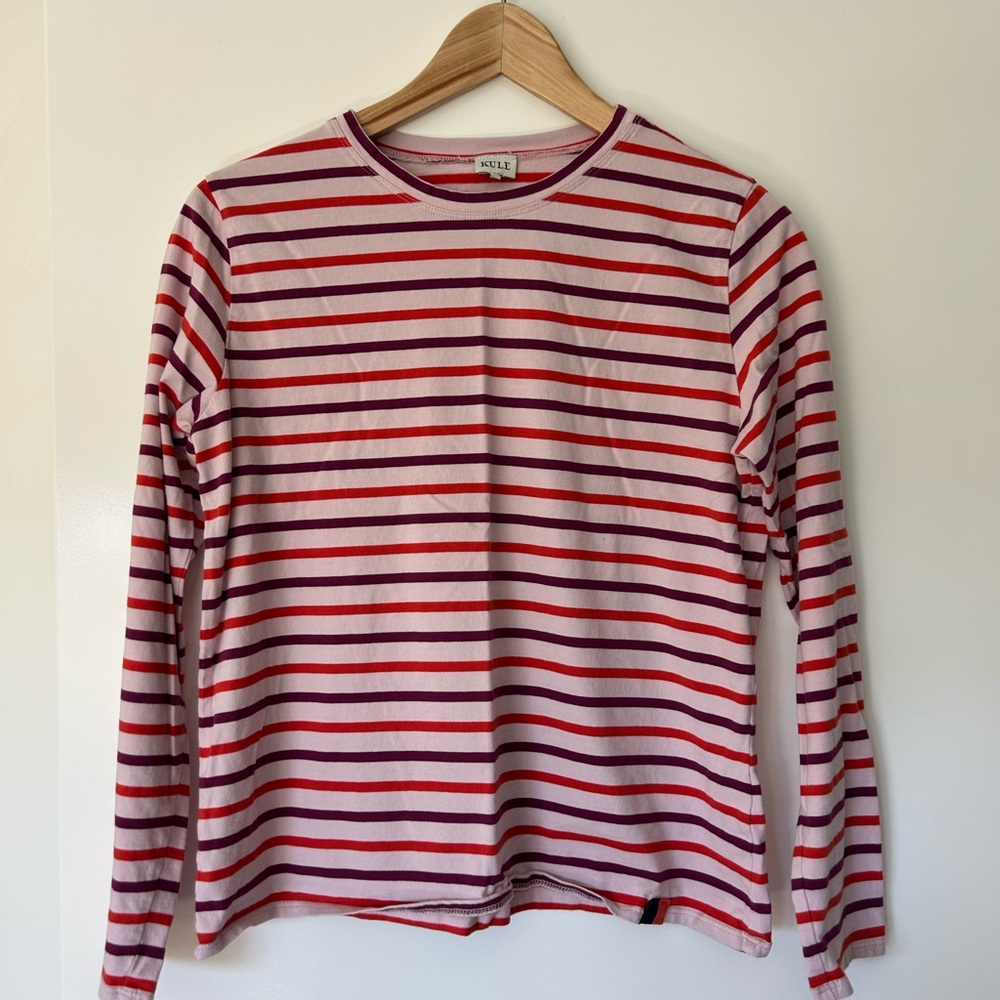 KULE Red and White Striped Long Sleeve Tee